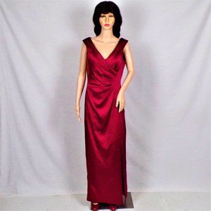 TAHARI BY ARTHUR S. LEVINE size 10 red satin sleeveless full-length gown